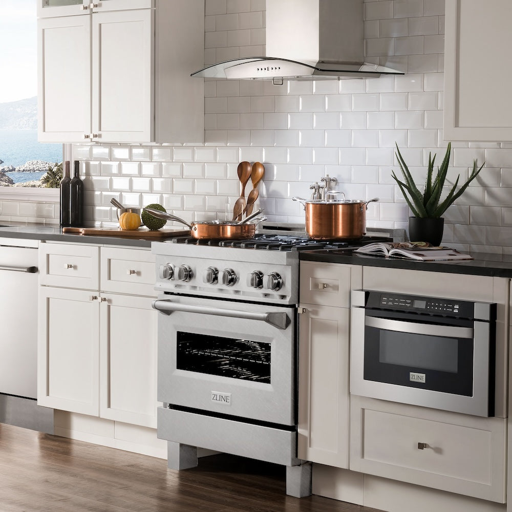 30" 4.0 cu. ft. Dual Fuel Range with Gas Stove and Electric Oven in DuraSnow® Stainless Steel (RAS-30) -DuraSnow Stainless Steel® RASSN30