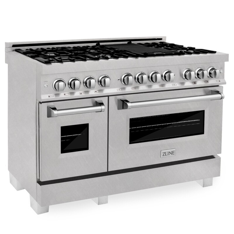 ZLINE 48" 6.0 cu. ft. Dual Fuel Range with Gas Stove and Electric Oven in DuraSnow® Stainless Steel (RAS-48) -DuraSnow Stainless Steel® ZLINE DuraSnow Stainless Steel® RASSN48 Picture 1