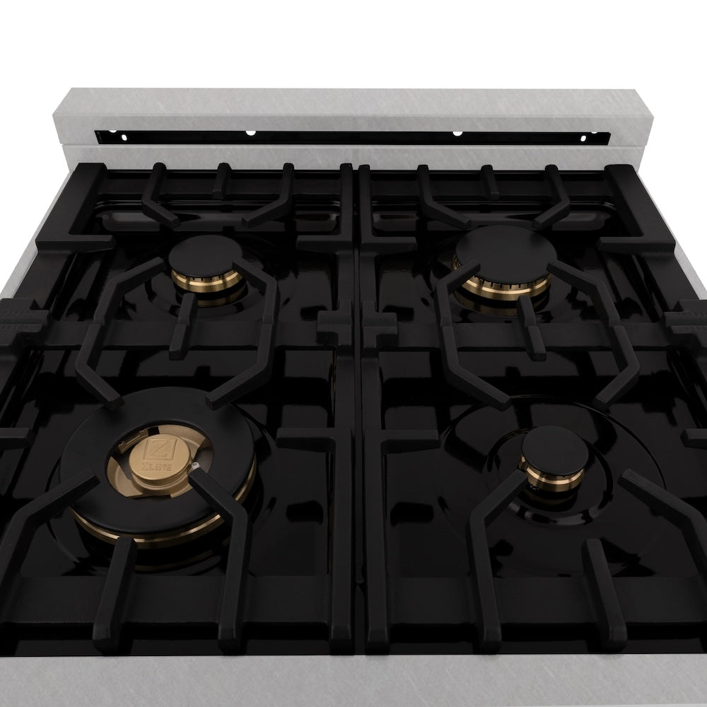 24" 2.8 cu. ft. Dual Fuel Range with Gas Stove and Electric Oven in DuraSnow® (RAS-24) - DuraSnow® With Brass Burners RASSNBR24