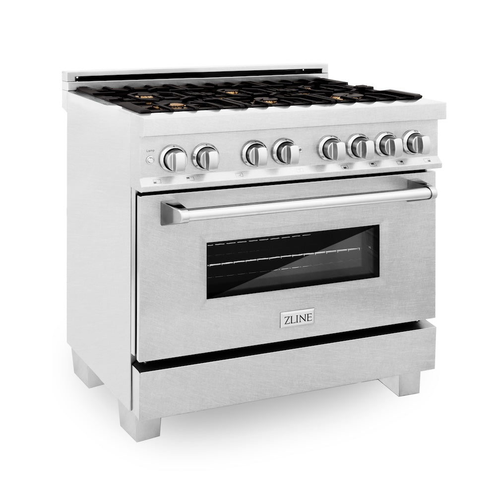 36" 4.6 cu. ft. Dual Fuel Range with Gas Stove and Electric Oven and Brass Burners RASSNBR36