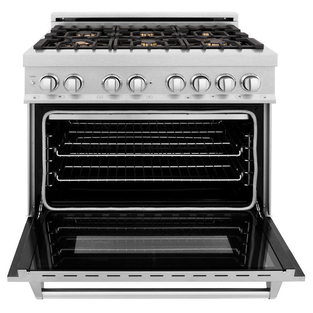 36" 4.6 cu. ft. Dual Fuel Range with Gas Stove and Electric Oven and Brass Burners RASSNBR36
