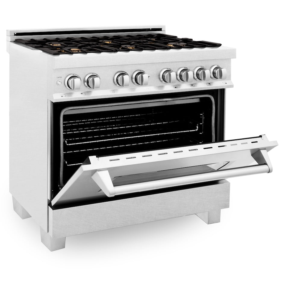 36" 4.6 cu. ft. Dual Fuel Range with Gas Stove and Electric Oven and Brass Burners RASSNBR36