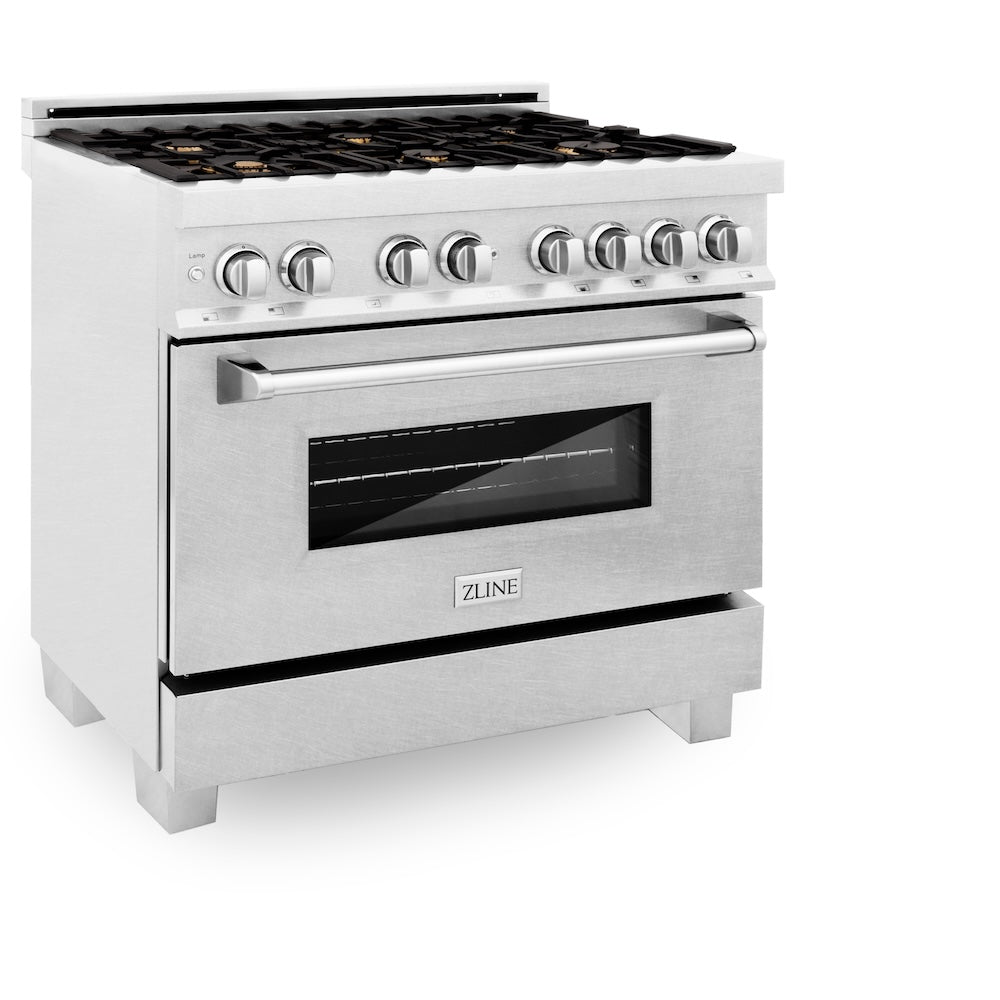 36" 4.6 cu. ft. Dual Fuel Range with Gas Stove and Electric Oven and Brass Burners RASSNBR36