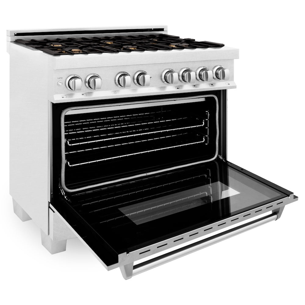 36" 4.6 cu. ft. Dual Fuel Range with Gas Stove and Electric Oven and Brass Burners RASSNBR36