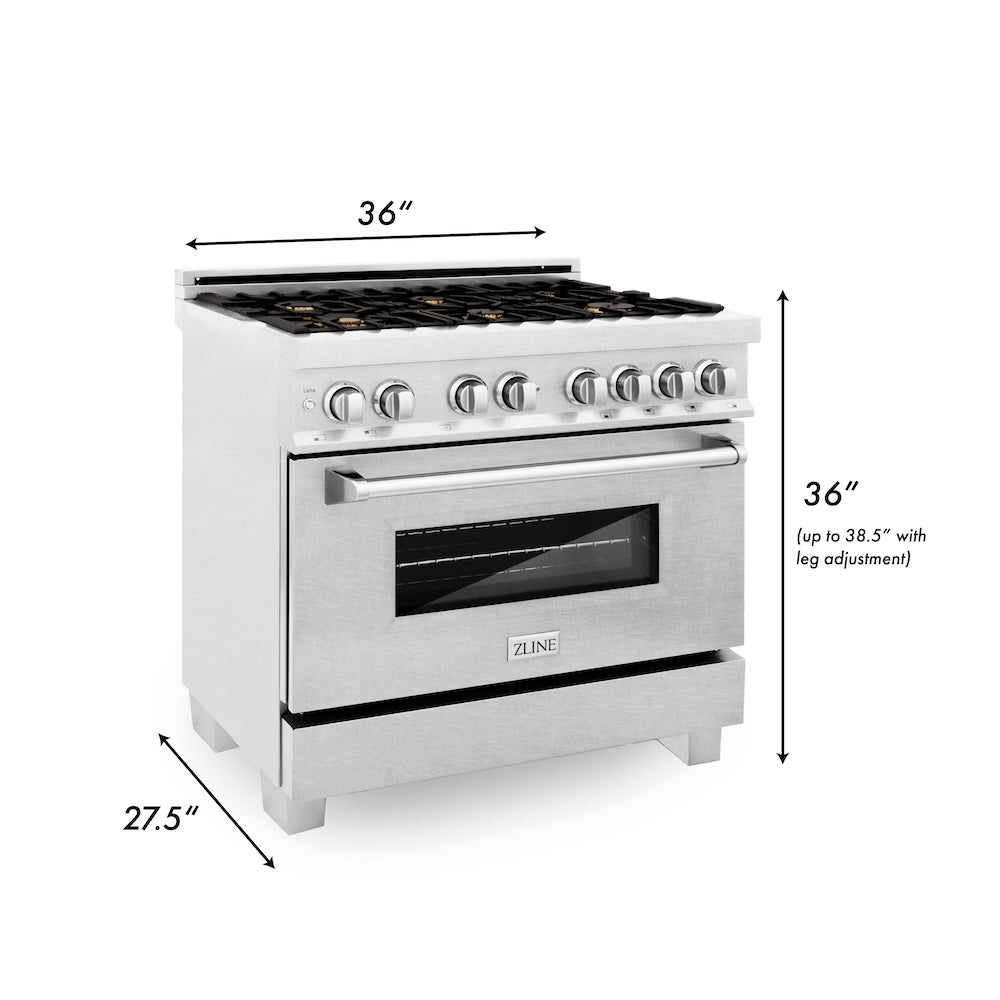 36" 4.6 cu. ft. Dual Fuel Range with Gas Stove and Electric Oven and Brass Burners RASSNBR36