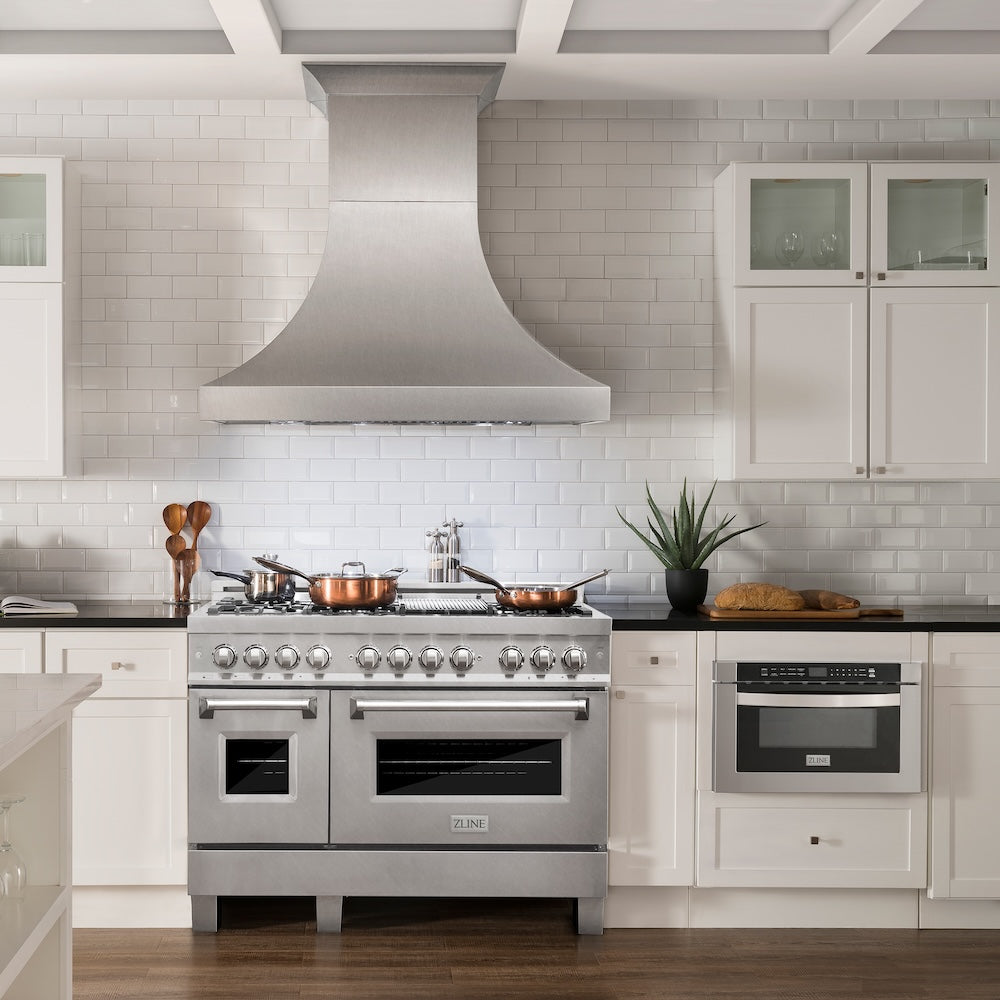 48 In. 6.0 Cu. Ft. Legacy Dual Fuel Range With Gas Cooktop And 2 Electric Ovens In Satin Stainless Steel With 6 Brass Burners RASSNBR48