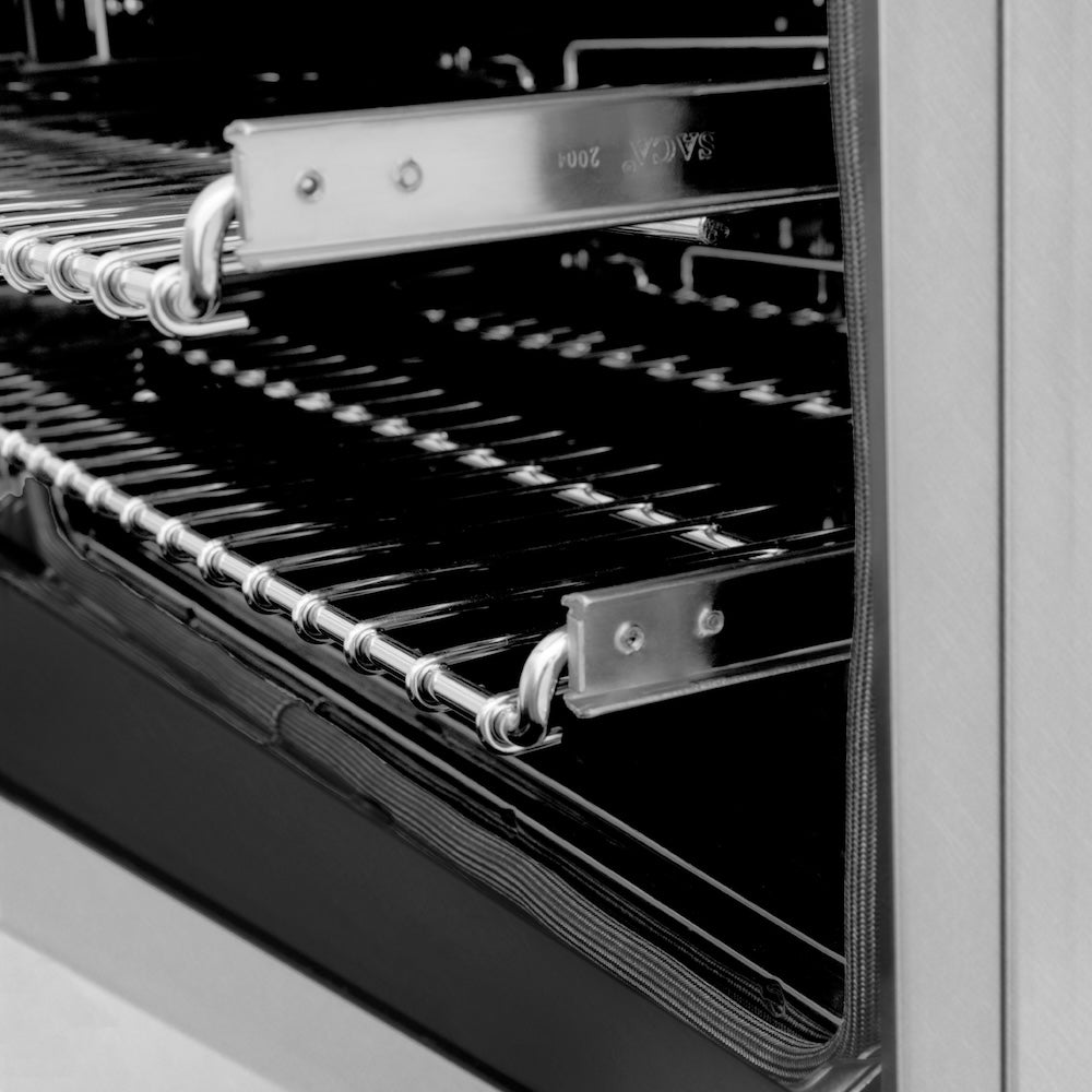 48 In. 6.0 Cu. Ft. Legacy Dual Fuel Range With Gas Cooktop And 2 Electric Ovens In Satin Stainless Steel With 6 Brass Burners RASSNBR48