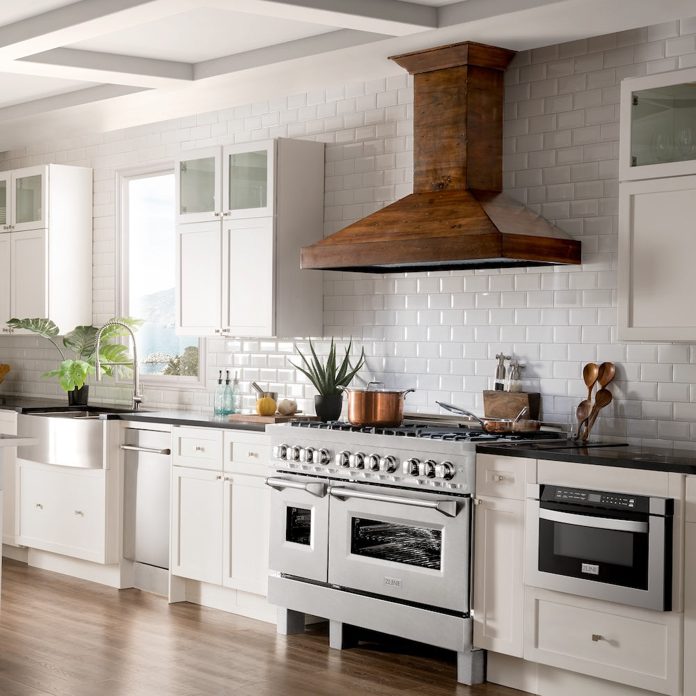 48 In. 6.0 Cu. Ft. Legacy Dual Fuel Range With Gas Cooktop And 2 Electric Ovens In Satin Stainless Steel With 6 Brass Burners RASSNBR48