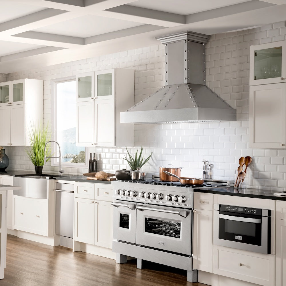 48 In. 6.0 Cu. Ft. Legacy Dual Fuel Range With Gas Cooktop And 2 Electric Ovens In Satin Stainless Steel With 6 Brass Burners RASSNBR48