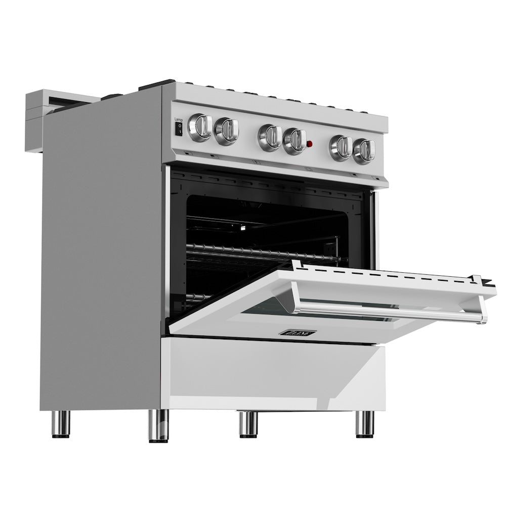 30" 4.0 cu. ft. Dual Fuel Range with Gas Stove and Electric Oven in DuraSnow® Stainless Steel (RAS-30) RASWM30