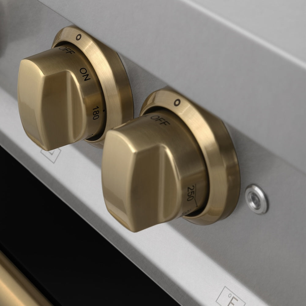 AutographEdition 36 in. 4.6 cu. ft. Dual Fuel Range with Gas Stove and Electric Oven in Fingerprint Resistant DuraSnow Stainless Steel with Black Matte Door and Champagne Bronze Accents RASZBLM36CB