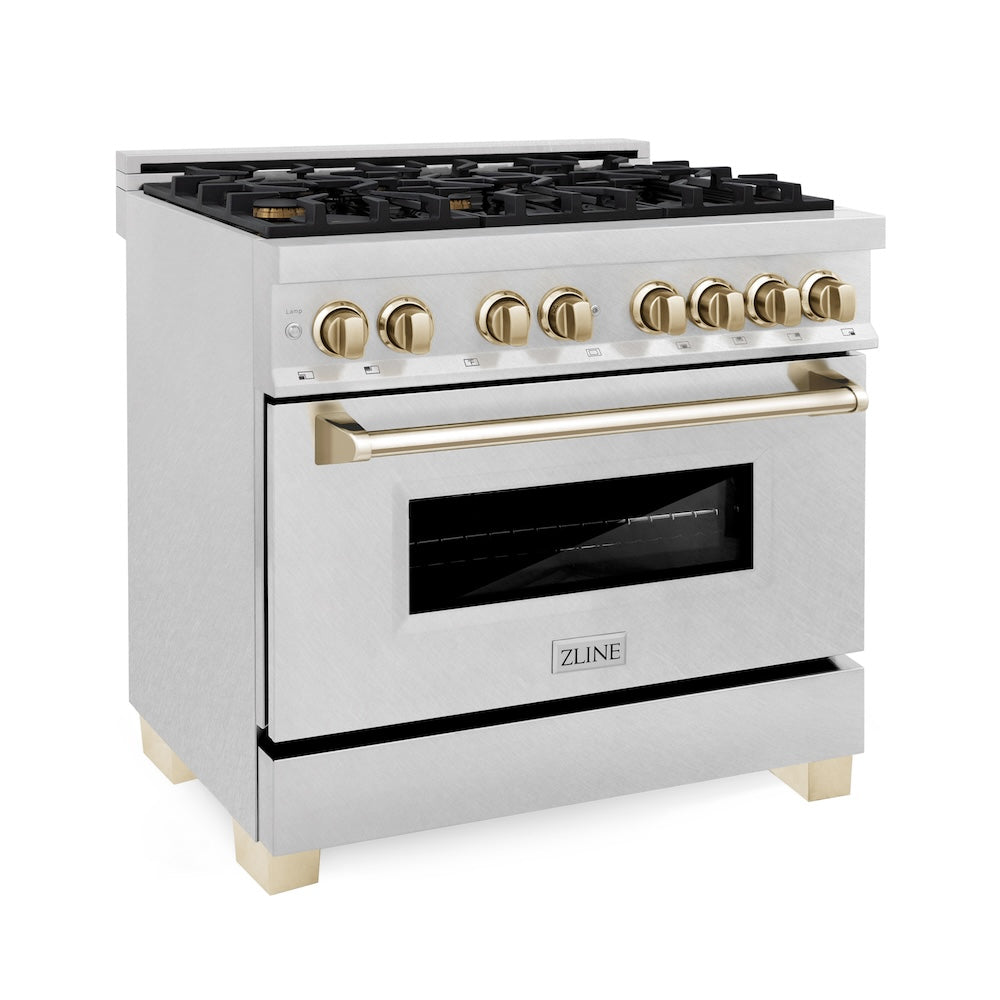 Autograph Edition 36" 4.6 cu. ft. Dual Fuel Range with Gas Stove and Electric Oven with Gold Accents RASZSN36G