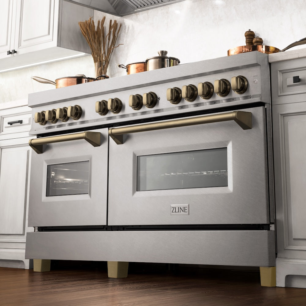Autograph Edition 60" 7.4 cu. ft. Dual Fuel Range with Gas Stove and Electric Oven with Champagne Bronze Accents RASZSN60CB