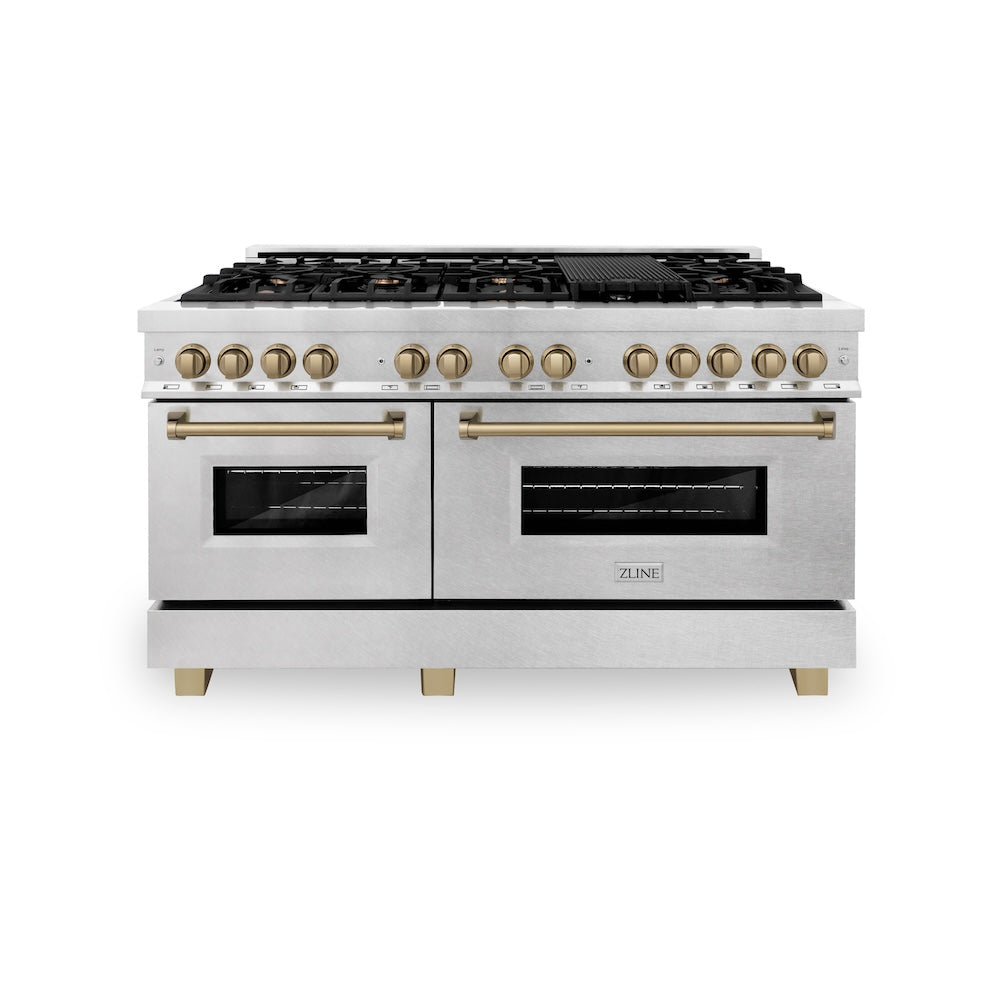 Autograph Edition 60" 7.4 cu. ft. Dual Fuel Range with Gas Stove and Electric Oven with Champagne Bronze Accents RASZSN60CB