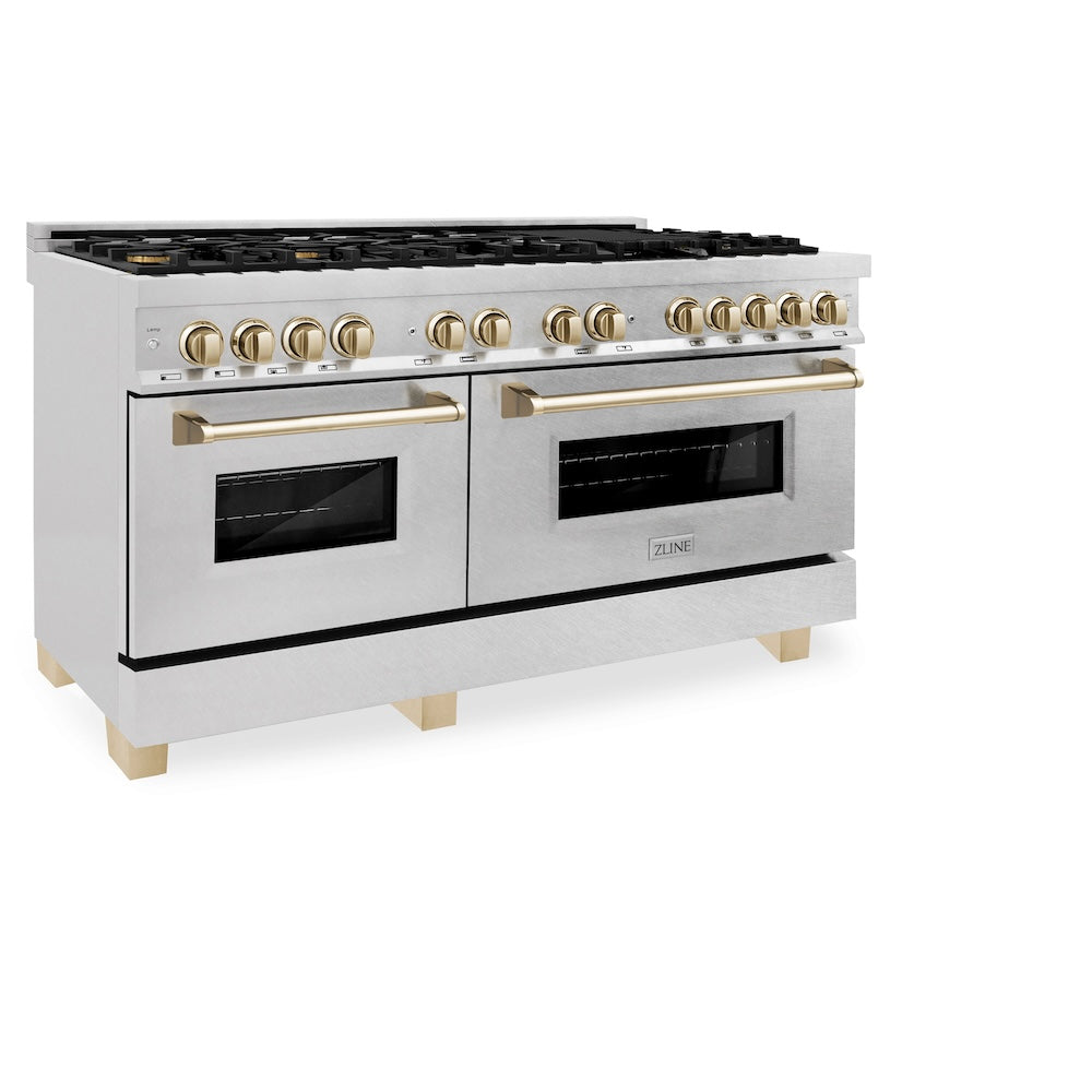 Autograph Edition 60" 7.4 cu. ft. Dual Fuel Range with Gas Stove and Electric Oven with Gold Accents RASZSN60G