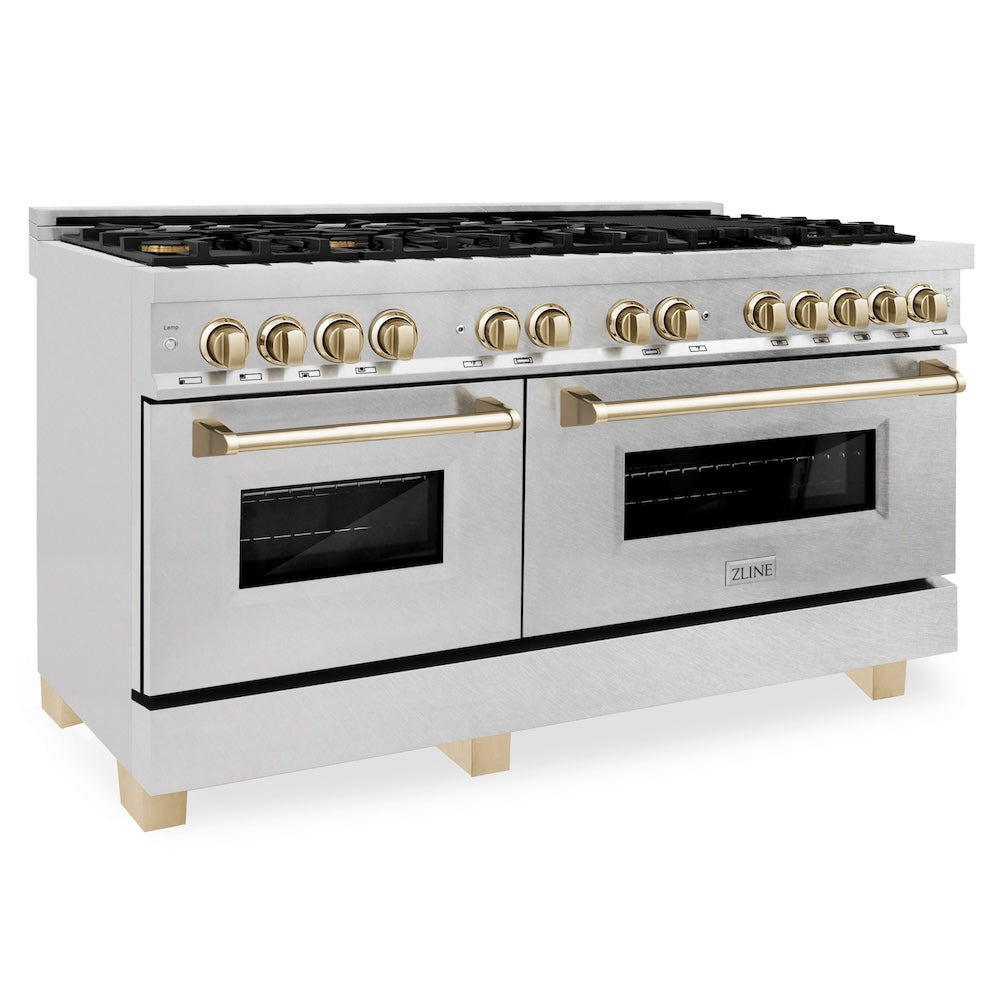 Autograph Edition 60" 7.4 cu. ft. Dual Fuel Range with Gas Stove and Electric Oven with Gold Accents RASZSN60G