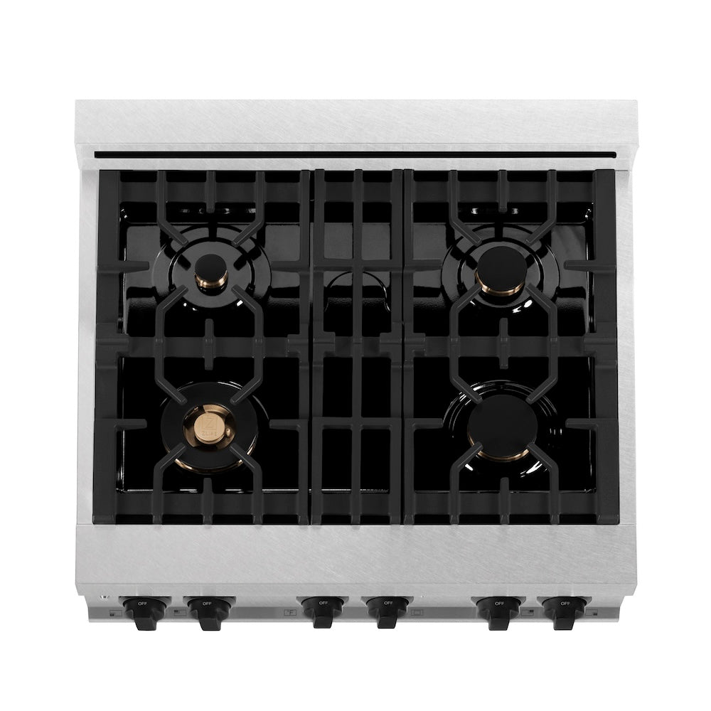 Autograph Edition 30" 4.0 cu. ft. Dual Fuel Range with Gas Stove and Electric Oven with White Matte Door and Matte Black Accents RASZWM30MB