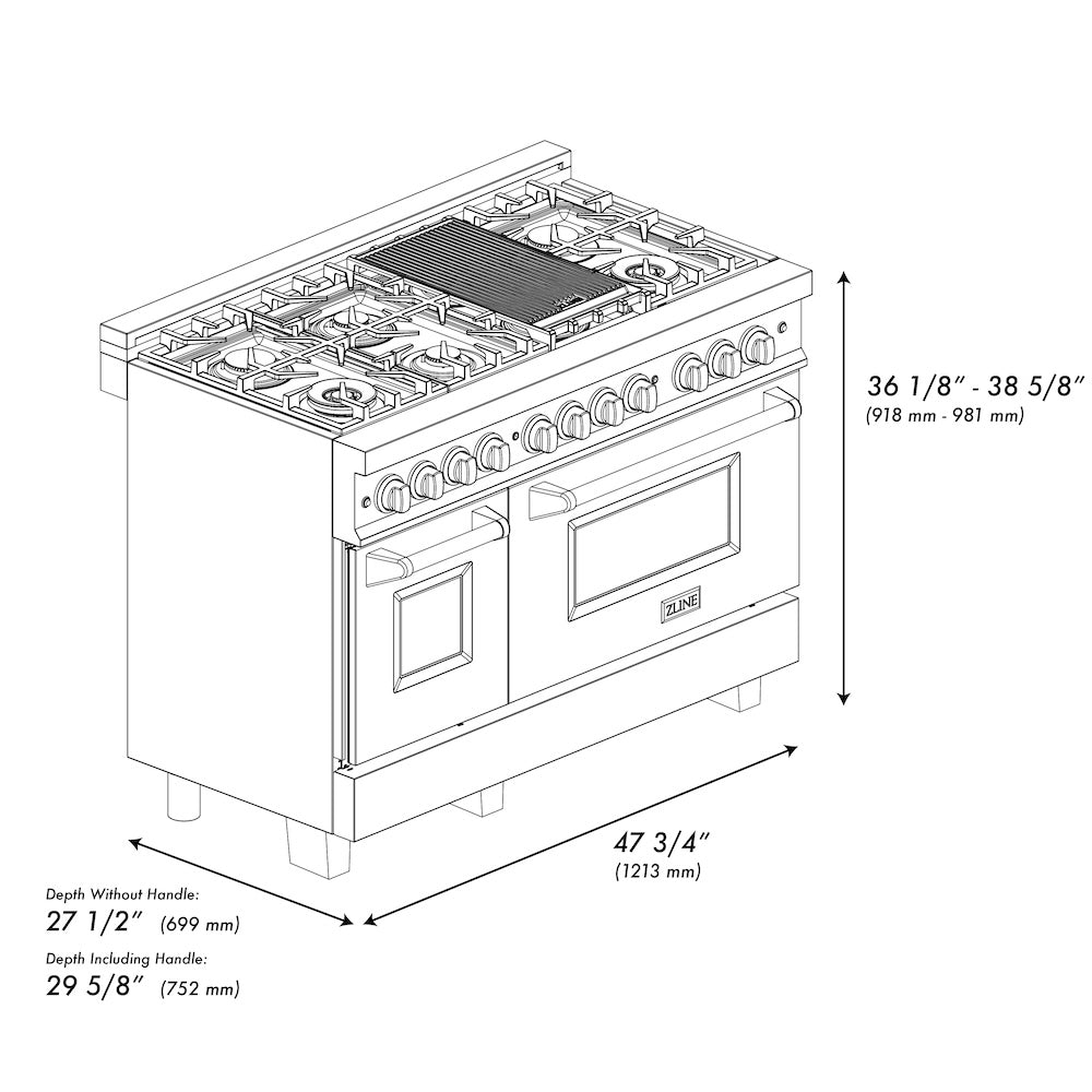 Autograph Edition 48" 6.0 cu. ft. Dual Fuel Range with Gas Stove and Electric Oven with White Matte Door and Gold Accents RASZWM48G