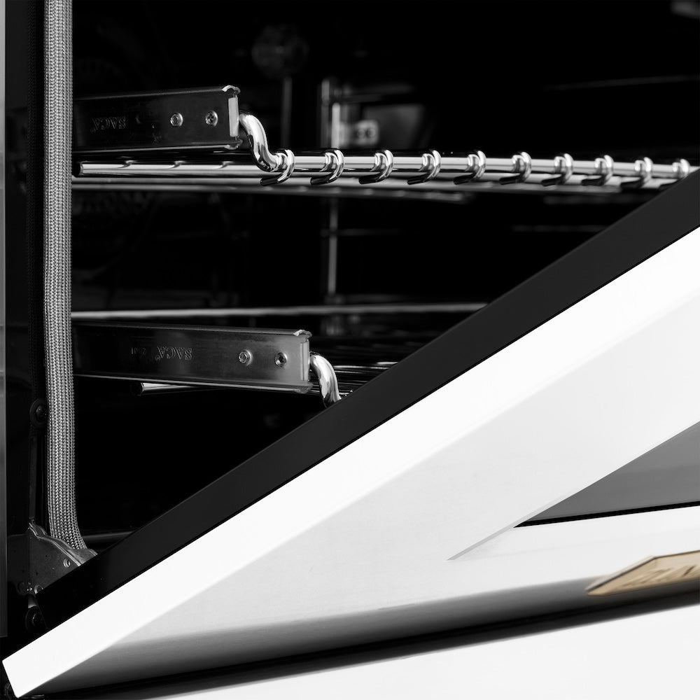 Autograph Edition 48" 6.0 cu. ft. Dual Fuel Range with Gas Stove and Electric Oven with White Matte Door and Gold Accents RASZWM48G