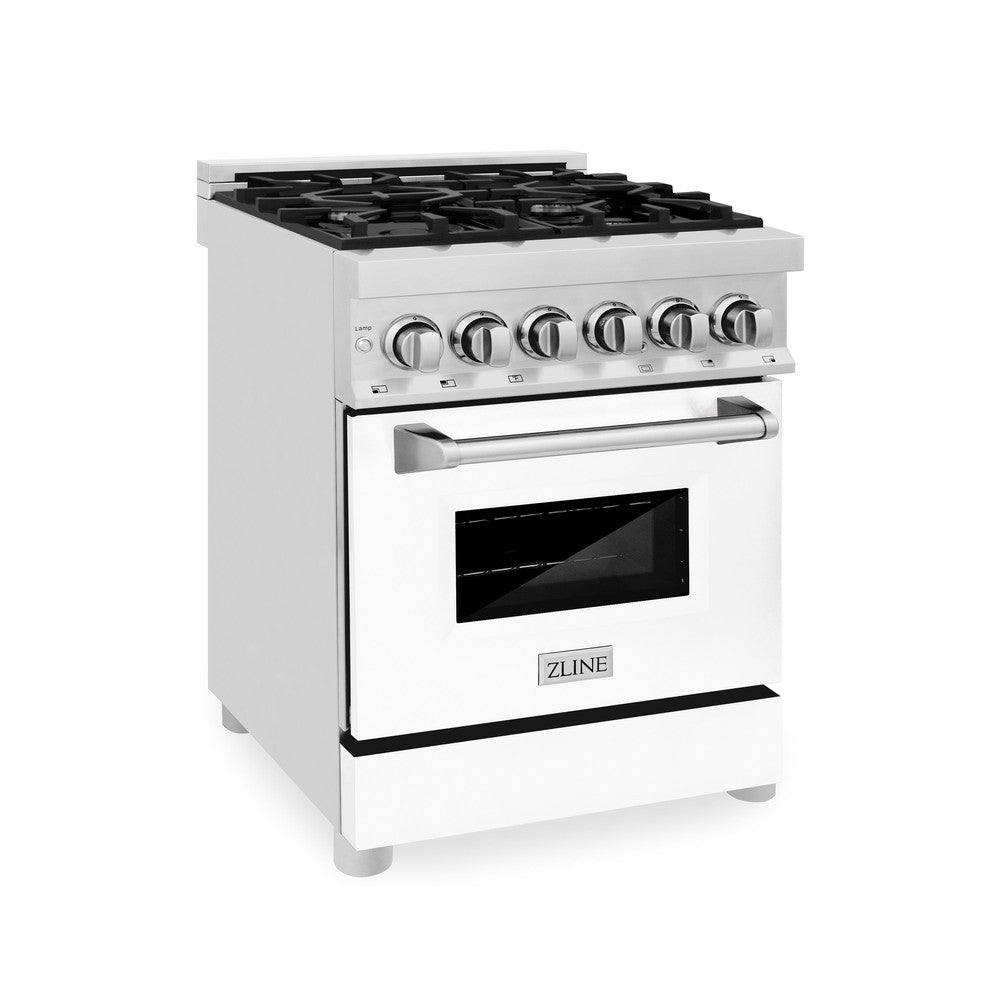 24" 2.8 cu. ft. Dual Fuel Range with Gas Stove and Electric Oven and White Matte Door RAWM24