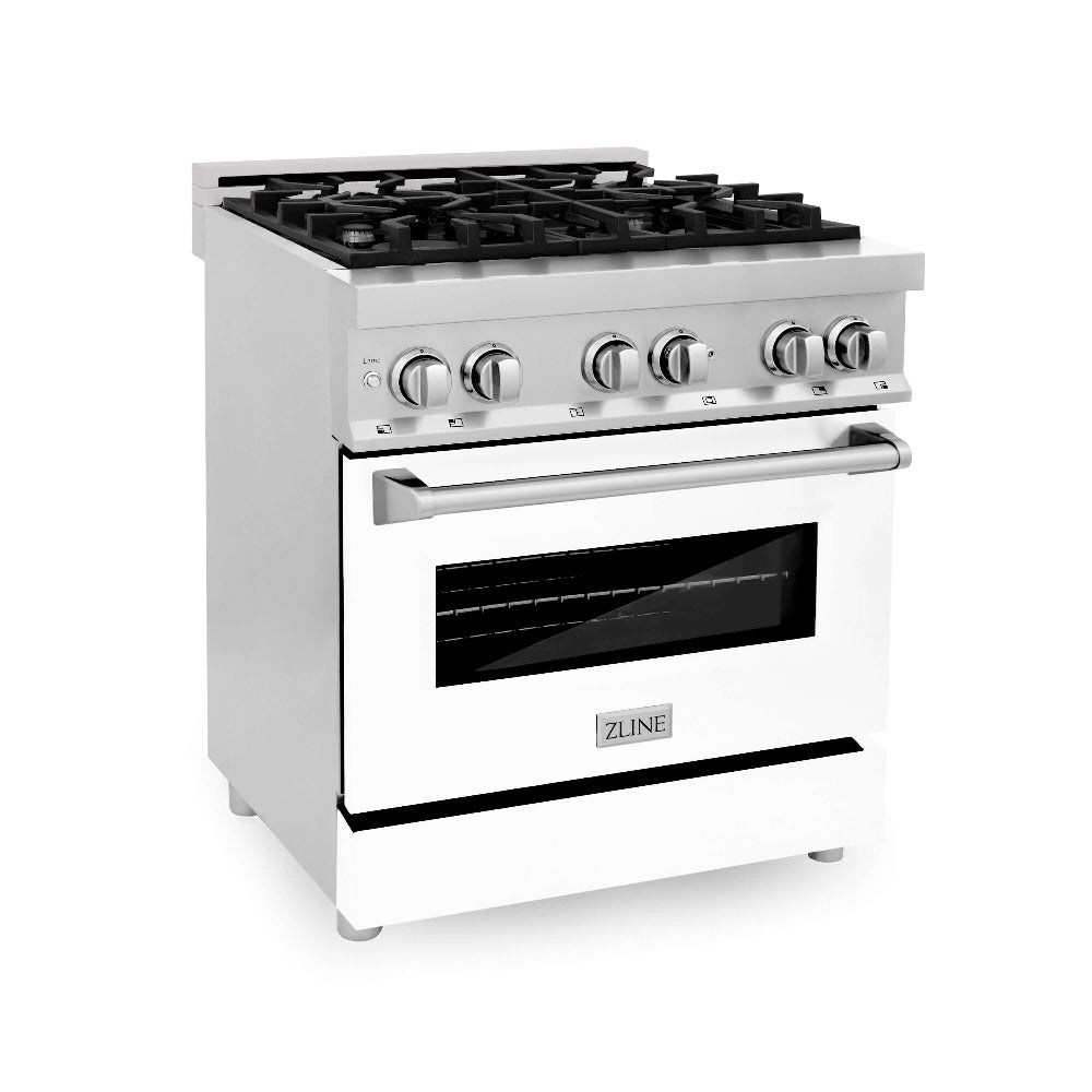 30" 4.0 cu. ft. Dual Fuel Range with Gas Stove and Electric Oven and White Matte Door RAWM30