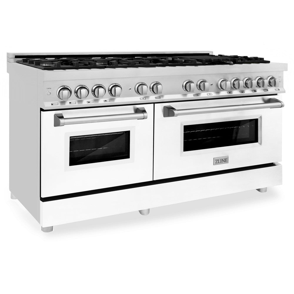 60" 7.4 cu. ft. Dual Fuel Range with Gas Stove and Electric Oven and White Matte Door RAWM60