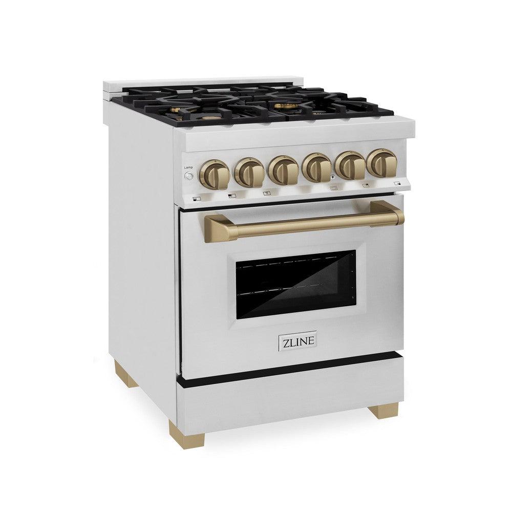 Autograph Edition 24" 2.8 cu. ft. Dual Fuel Range with Gas Stove and Electric Ovenundefined with Accents (RAZ-24) - Champagne Bronze RAZ24CB