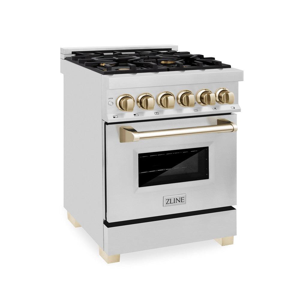 Autograph Edition 24" 2.8 cu. ft. Dual Fuel Range with Gas Stove and Electric Oven with Gold Accents RAZ24G
