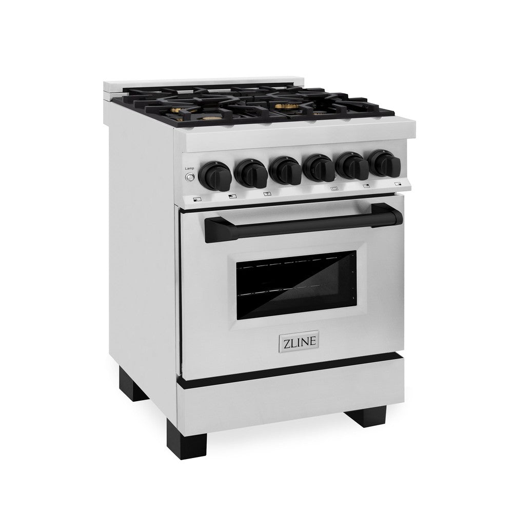 Autograph Edition 24" 2.8 cu. ft. Dual Fuel Range with Gas Stove and Electric Oven with Matte Black Accents RAZ24MB