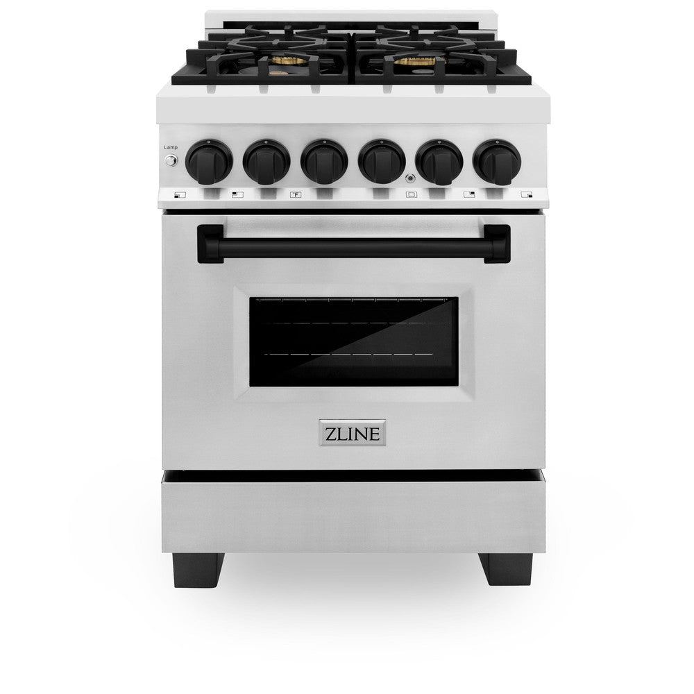 Autograph Edition 24" 2.8 cu. ft. Dual Fuel Range with Gas Stove and Electric Oven with Matte Black Accents RAZ24MB