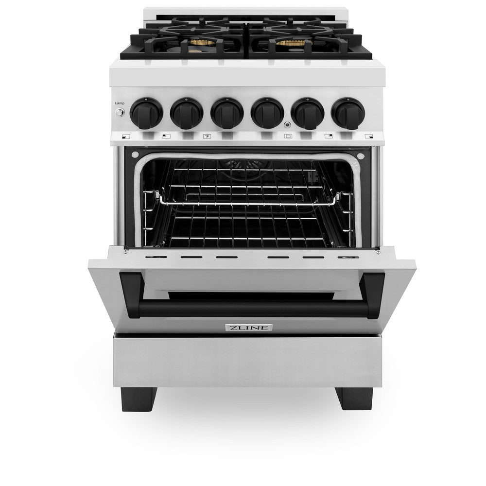 Autograph Edition 24" 2.8 cu. ft. Dual Fuel Range with Gas Stove and Electric Oven with Matte Black Accents RAZ24MB