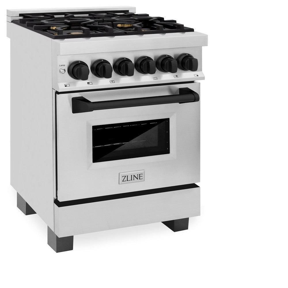 Autograph Edition 24" 2.8 cu. ft. Dual Fuel Range with Gas Stove and Electric Oven with Matte Black Accents RAZ24MB