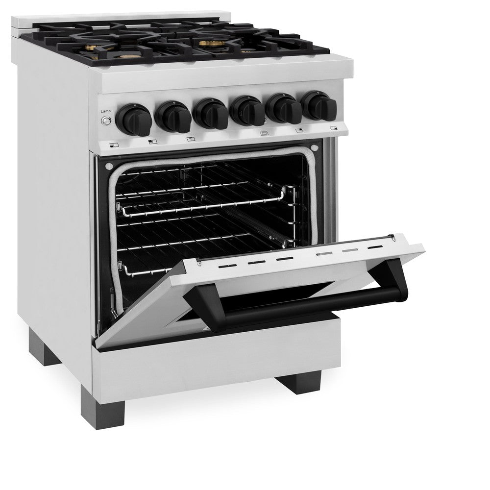 Autograph Edition 24" 2.8 cu. ft. Dual Fuel Range with Gas Stove and Electric Oven with Matte Black Accents RAZ24MB