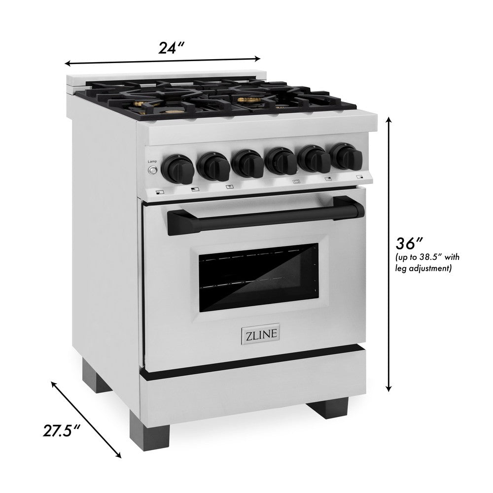 Autograph Edition 24" 2.8 cu. ft. Dual Fuel Range with Gas Stove and Electric Oven with Matte Black Accents RAZ24MB