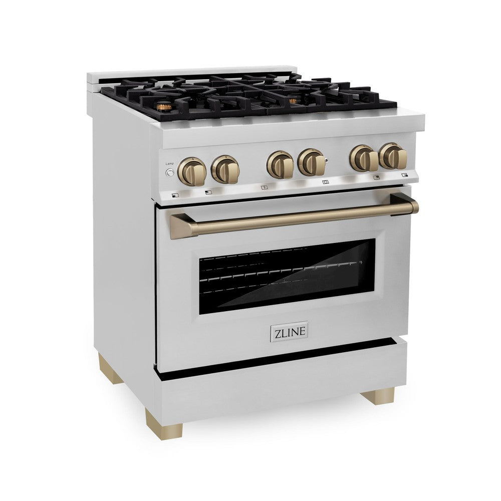 Autograph Edition 30" 4.0 cu. ft. Dual Fuel Range with Gas Stove and Electric Oven with Champagne Bronze Accents RAZ30CB