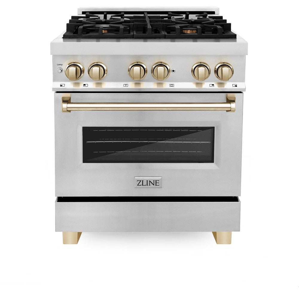 Autograph Edition 30" 4.0 cu. ft. Dual Fuel Range with Gas Stove and Electric Oven with Gold Accents RAZ30G