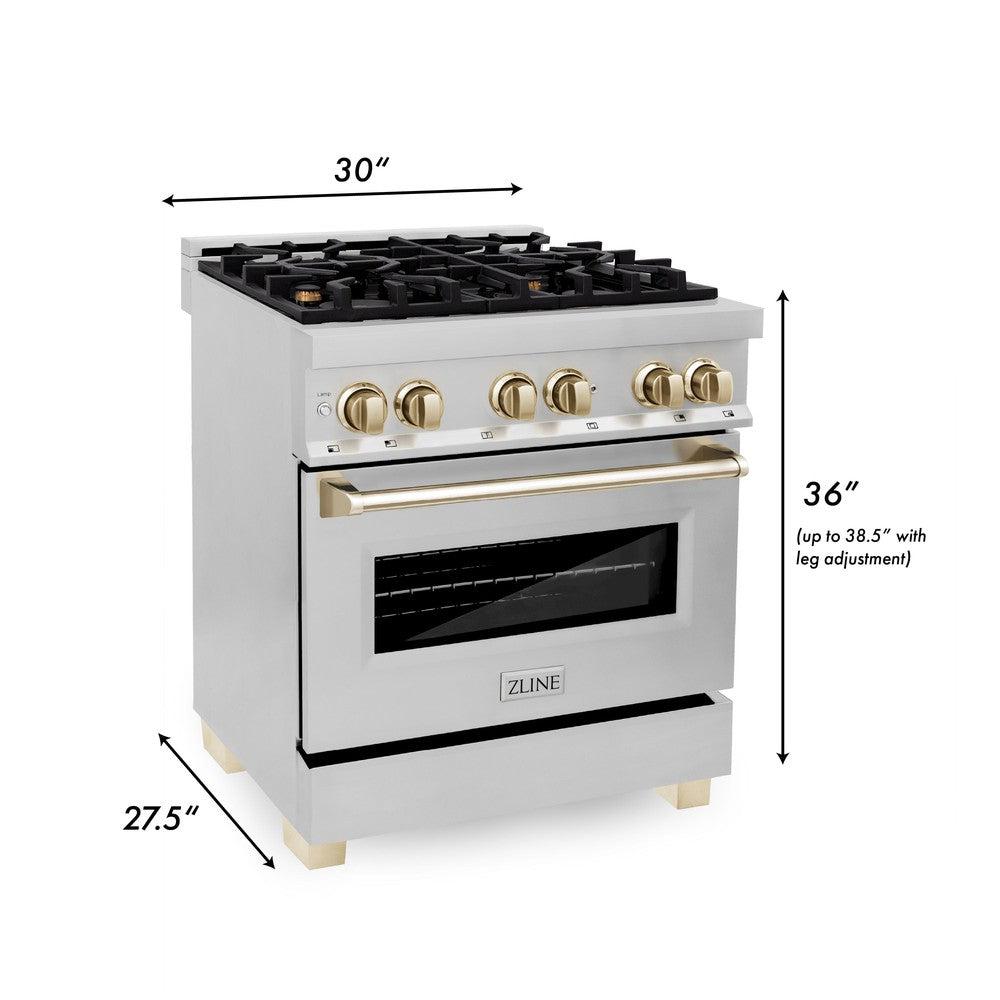 Autograph Edition 30" 4.0 cu. ft. Dual Fuel Range with Gas Stove and Electric Oven with Gold Accents RAZ30G