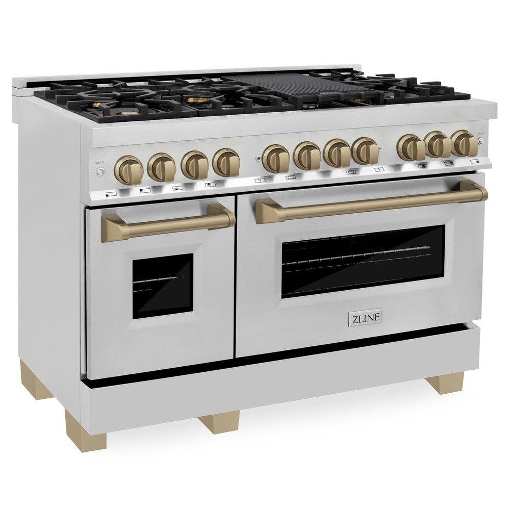Autograph Edition 48" 6.0 cu. ft. Dual Fuel Range with Gas Stove and Electric Oven with Champagne Bronze Accents RAZ48CB