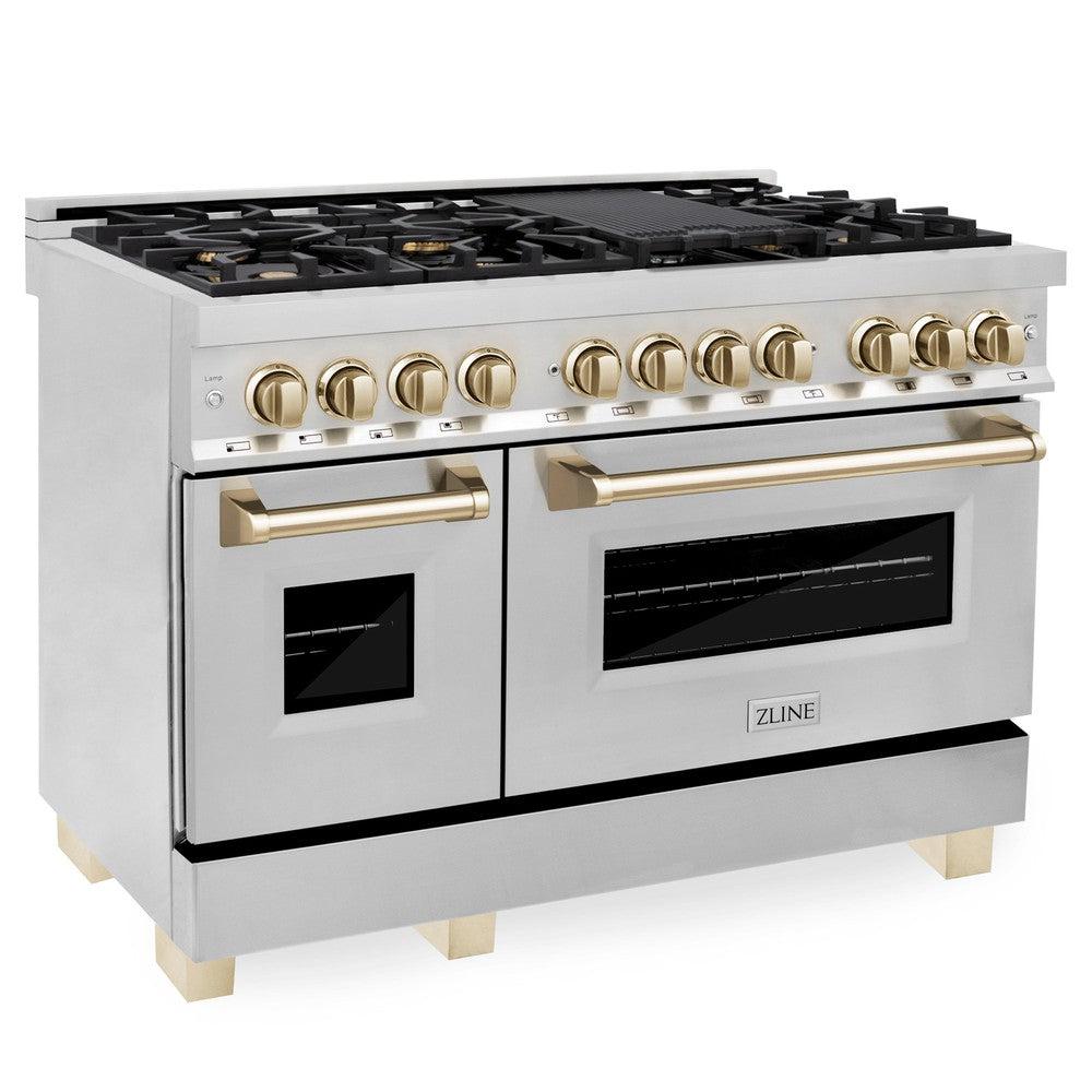 Autograph Edition 48" 6.0 cu. ft. Dual Fuel Range with Gas Stove and Electric Oven with Gold Accents RAZ48G