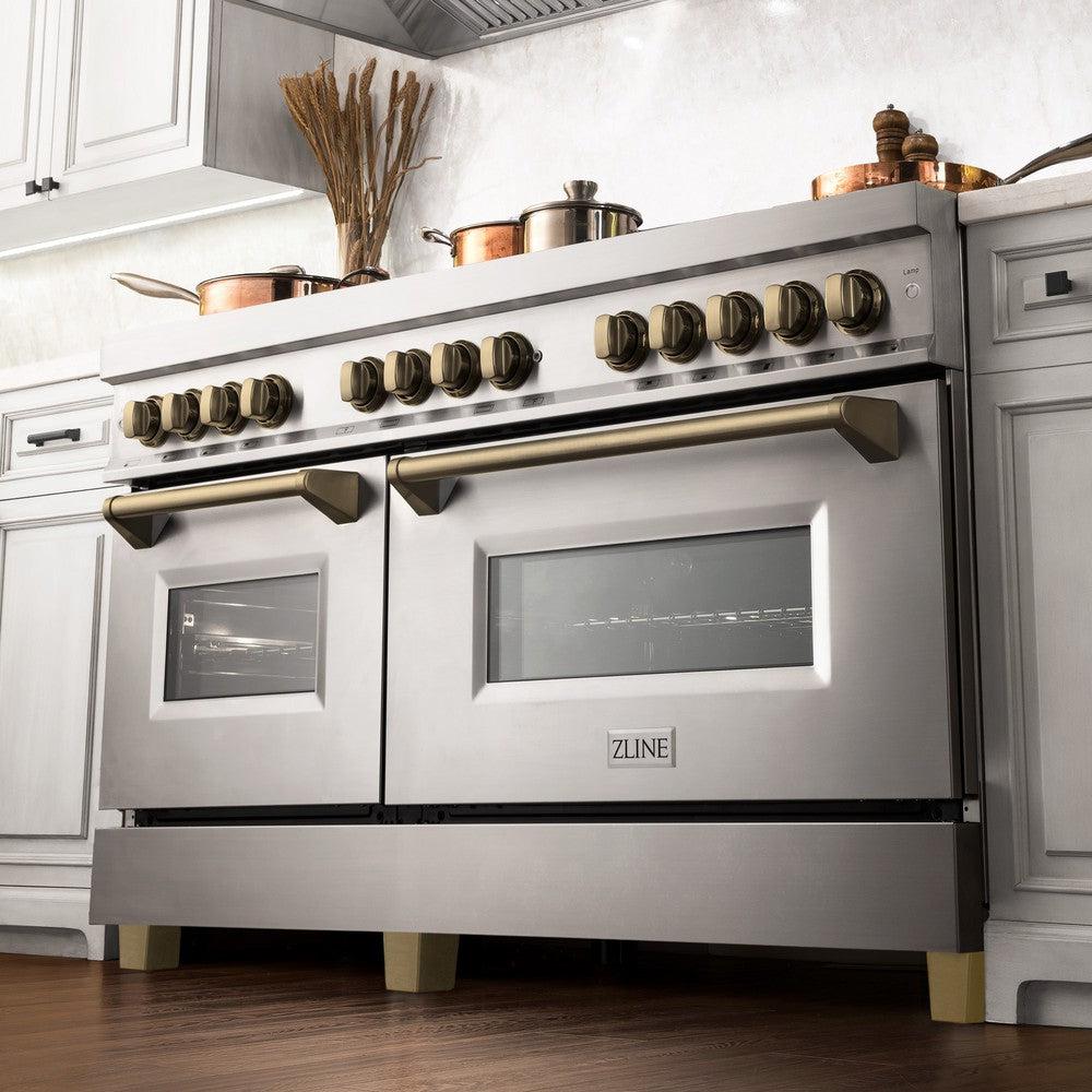 Autograph Edition 60" 7.4 cu. ft. Dual Fuel Range with Gas Stove and Electric Oven with Champagne Bronze Accents RAZ60CB