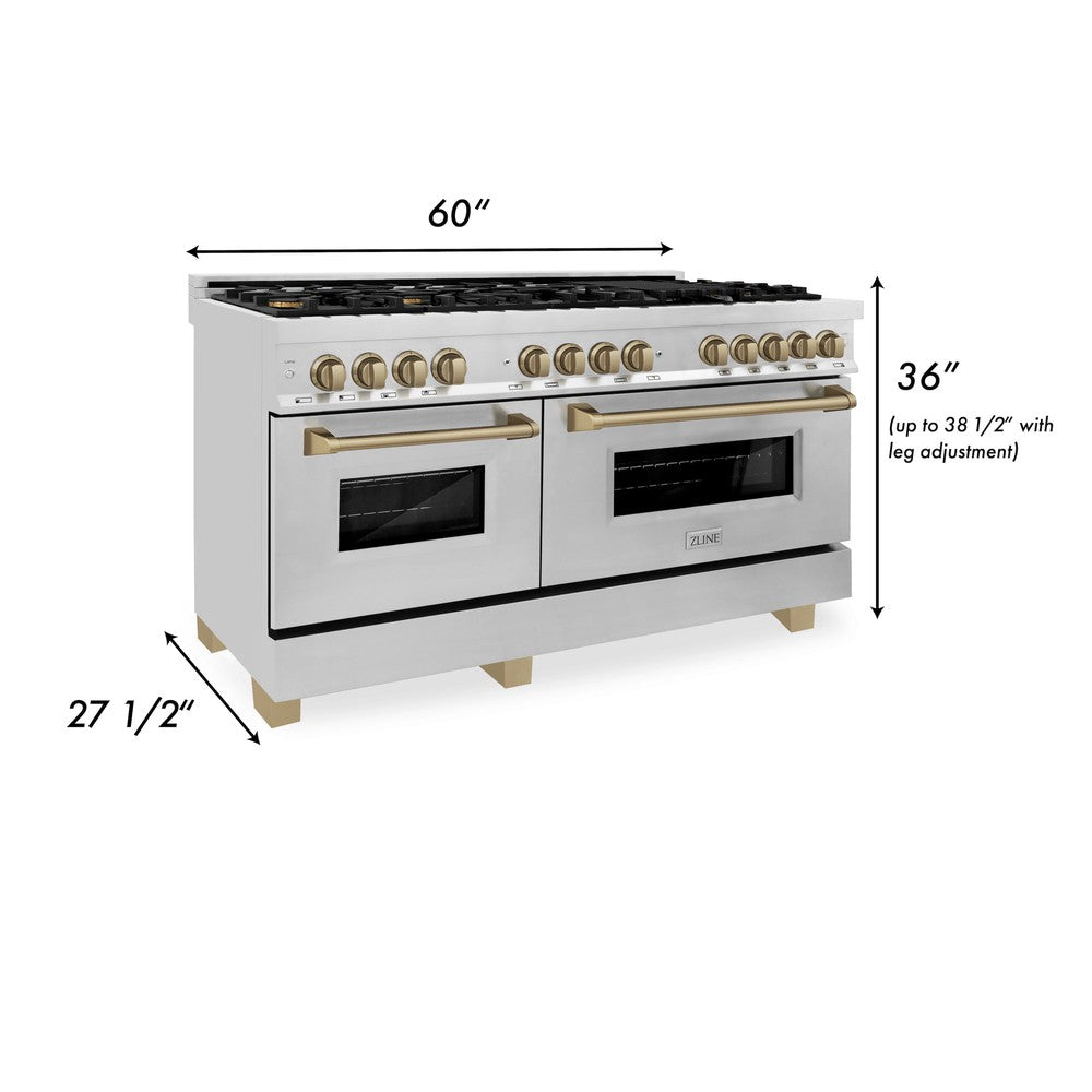 Autograph Edition 60" 7.4 cu. ft. Dual Fuel Range with Gas Stove and Electric Oven with Champagne Bronze Accents RAZ60CB