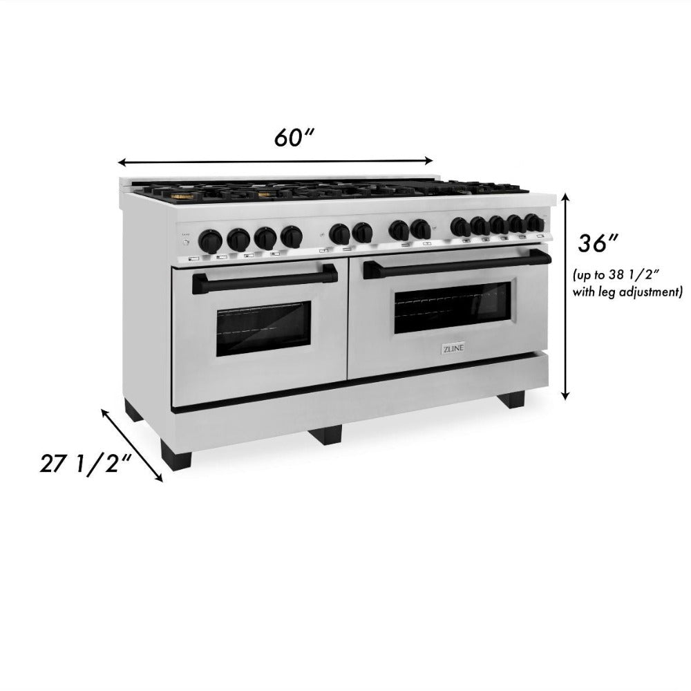 Autograph Edition 60" 7.4 cu. ft. Dual Fuel Range with Gas Stove and Electric Ovenundefined with Accents (RAZ-60) - Matte RAZ60MB