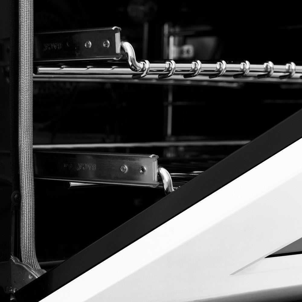 Autograph Edition 30" 4.0 cu. ft. Dual Fuel Range with Gas Stove and Electric Oven with White Matte Door and Champagne Bronze Accents RAZWM30CB