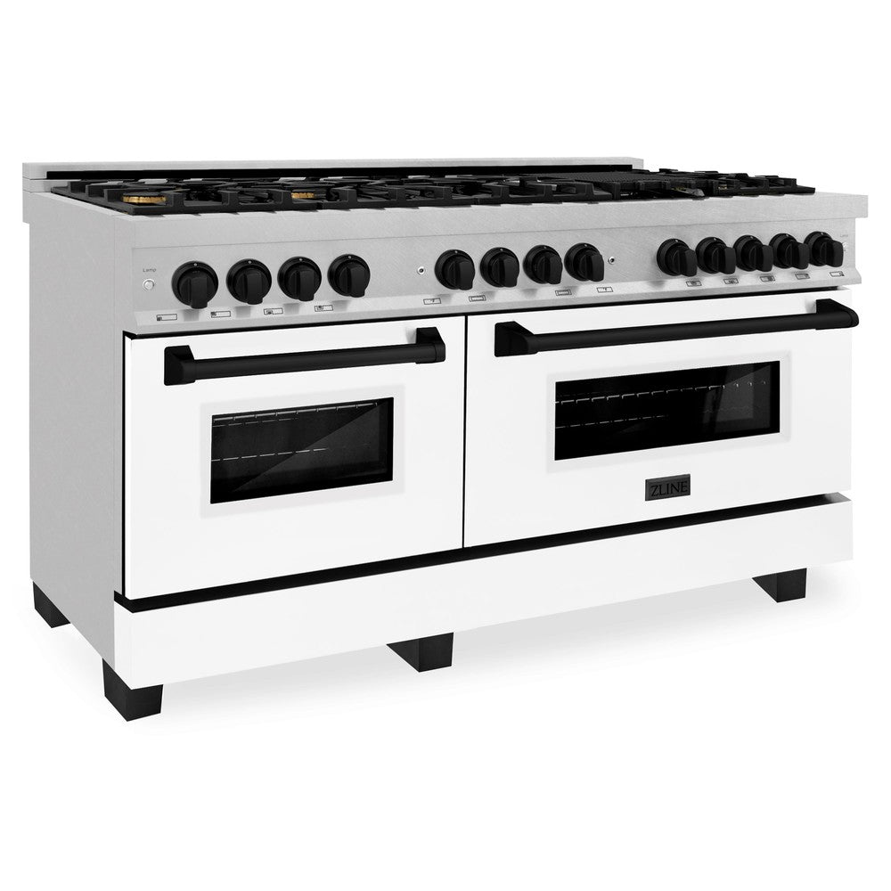Autograph Edition 60" 7.4 cu. ft. Dual Fuel Range with Gas Stove and Electric Oven with White Matte Door and Accents (RAZ-WM-60) RAZWM60MB