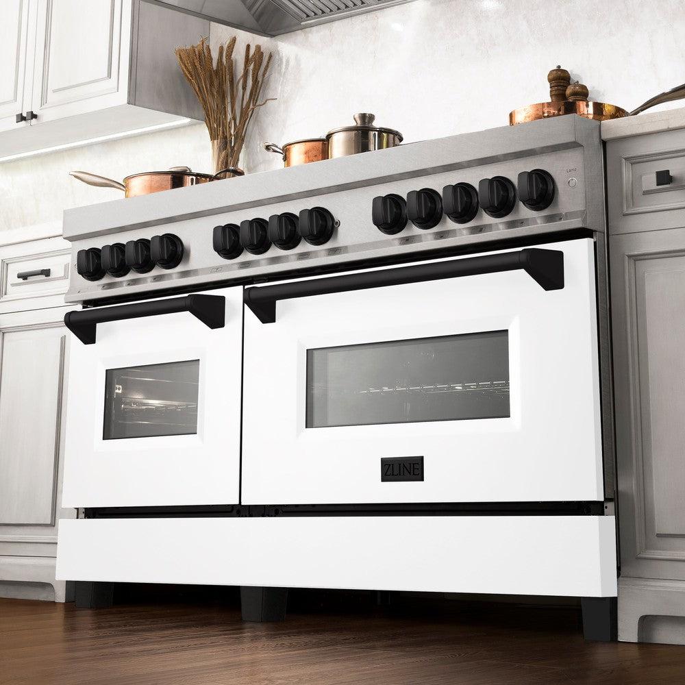 Autograph Edition 60" 7.4 cu. ft. Dual Fuel Range with Gas Stove and Electric Oven with White Matte Door and Accents (RAZ-WM-60) RAZWM60MB