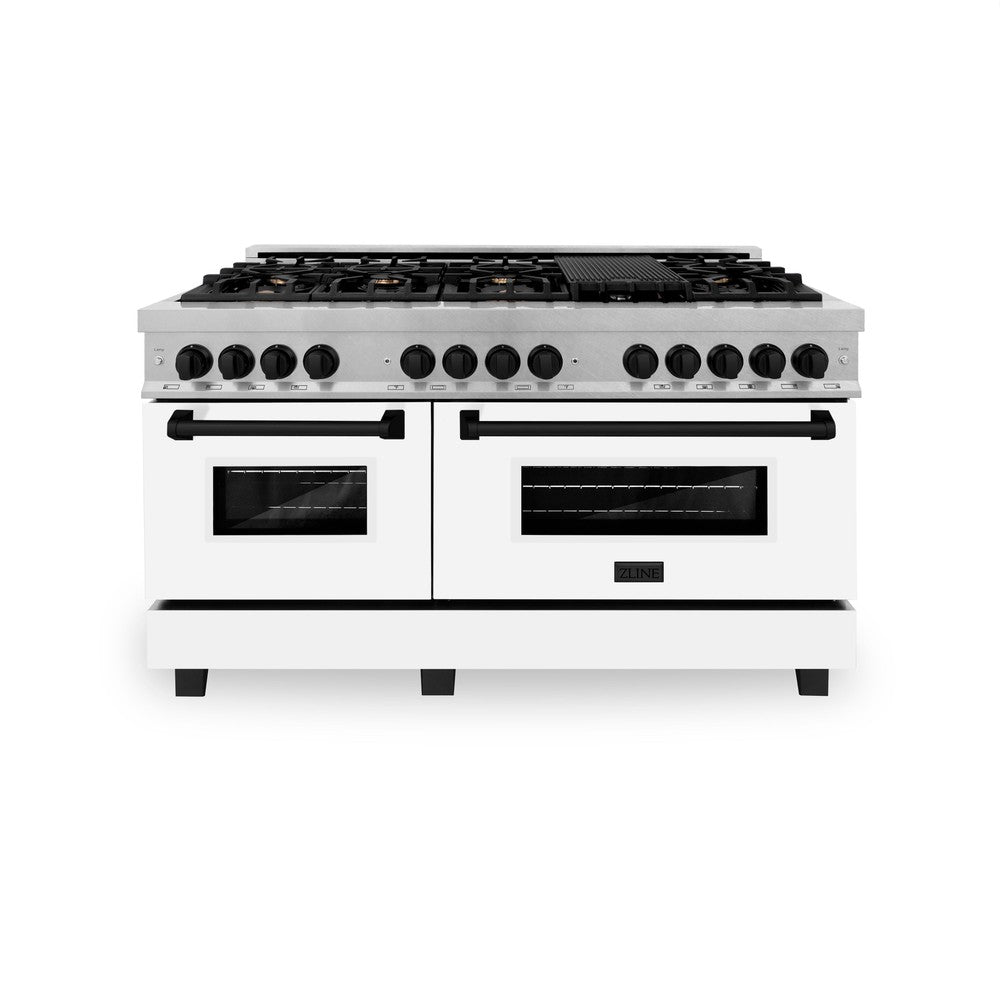 Autograph Edition 60" 7.4 cu. ft. Dual Fuel Range with Gas Stove and Electric Oven with White Matte Door and Accents (RAZ-WM-60) RAZWM60MB