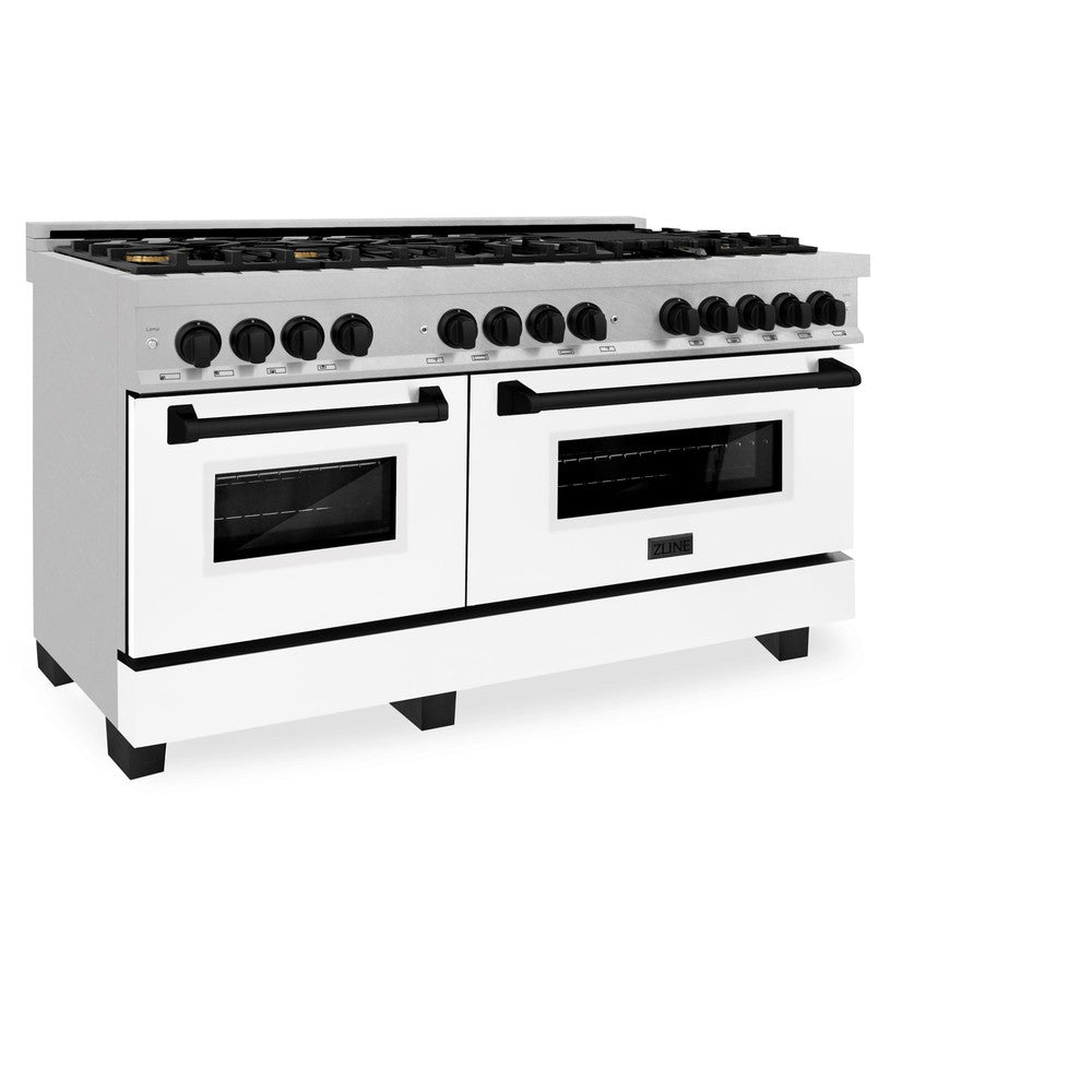 Autograph Edition 60" 7.4 cu. ft. Dual Fuel Range with Gas Stove and Electric Oven with White Matte Door and Accents (RAZ-WM-60) RAZWM60MB
