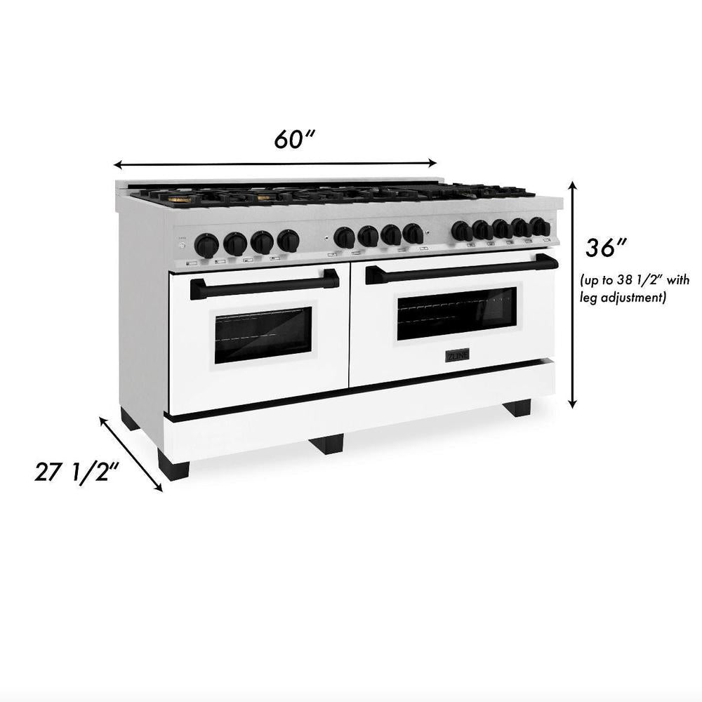 Autograph Edition 60" 7.4 cu. ft. Dual Fuel Range with Gas Stove and Electric Oven with White Matte Door and Accents (RAZ-WM-60) RAZWM60MB