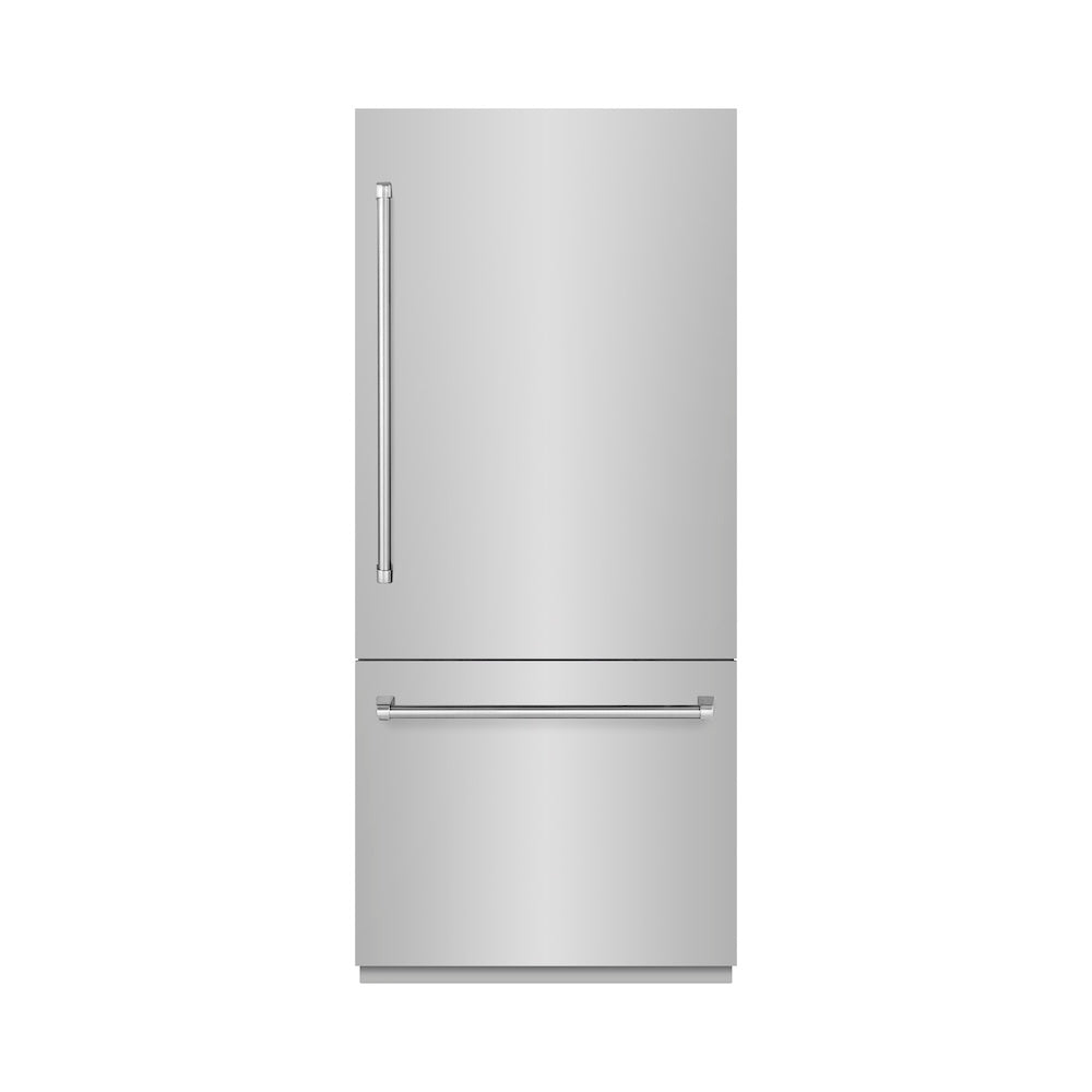ZLINE 36 in. 19.8 cu. ft. Built-In Bottom Freezer Refrigerator with Water Dispenser and Ice Maker in Stainless Steel (RBIT-304-36) RBIT30436