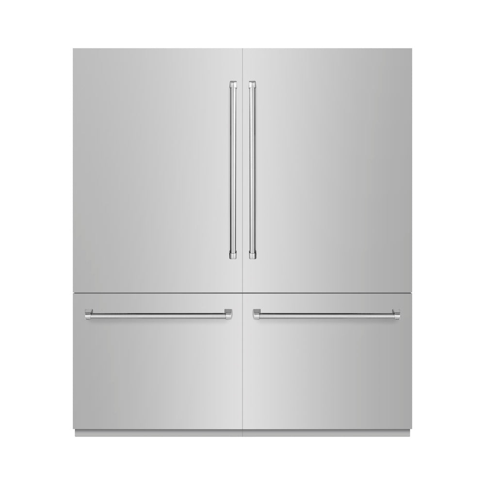 ZLINE 72 in. 39.6 cu. ft. French Door Built-In Bottom Freezer Refrigerator with Water Dispensers and Ice Makers in Stainless Steel (RBIT-304-72) RBIT30472